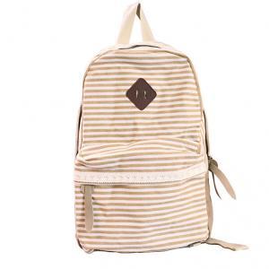 Retro Strip Print Lace Canvas Backpack - Yellow..