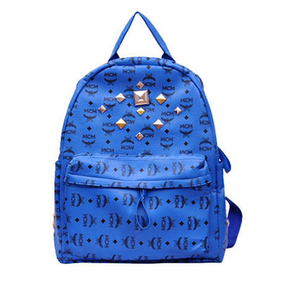 Fashion Rivet Letters & Floral Print Backpack - Blue [grhmf22000110]