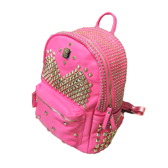 Cool Punk Style Rivet Pure Backpack - Pink [grhmf22000117]