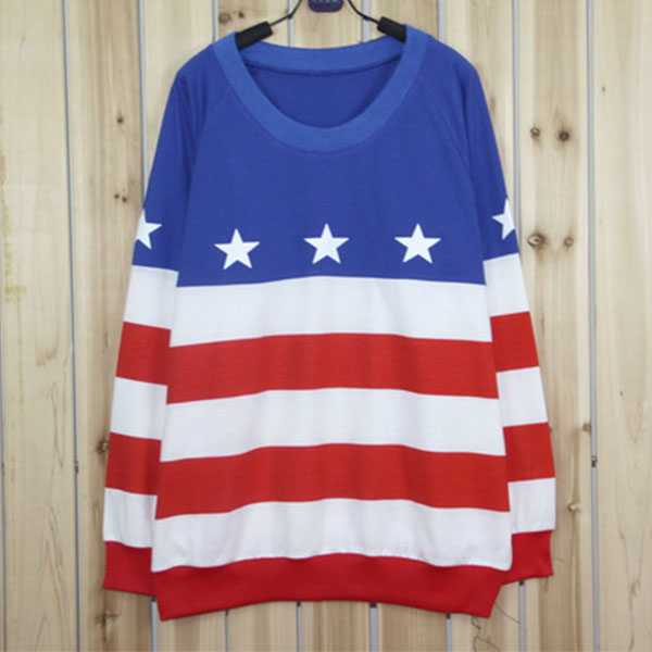Retro American Flag Knit Sweater [grhmf260002072] on Luulla