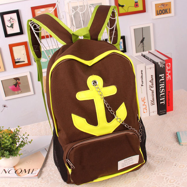 Leisure Candy Color Anchor Print Chain Backpack - Brown [grhmf22000176]