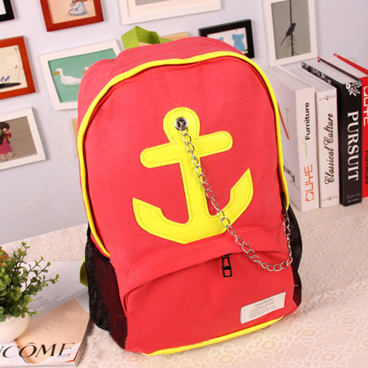 Leisure Candy Color Anchor Print Chain Backpack - Red [grhmf22000176]