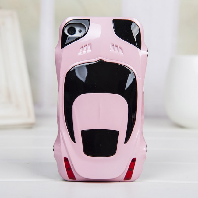 Sport Car Style Plastic Hard Cover Case For Iphone 4/4s -pink