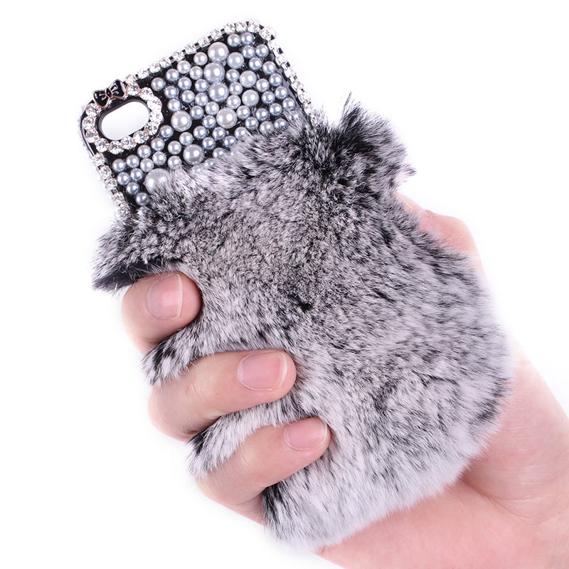 Sexy Rhinestone Winter Warm Fur With Lace Cover For Iphone 4/4s
