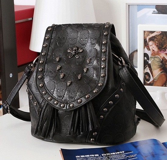 Punk Style Skull Rivet Handbag Backpack Shoulder Bag