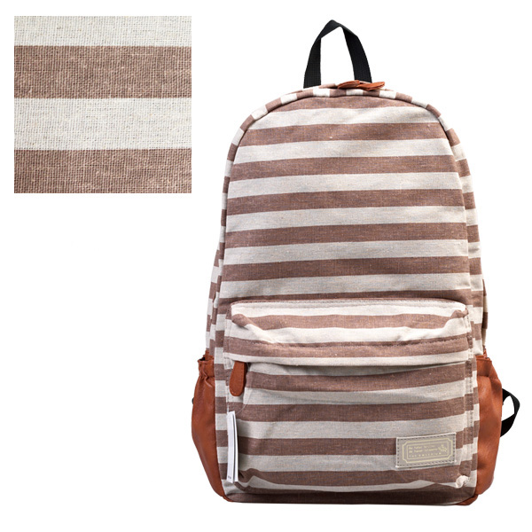Retro Navy Style Strip Print Backpack - Light Brown [grhmf22000114] on ...